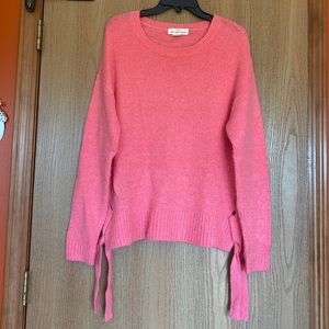 Super Soft Fuzzy Bubblegum Pink Oversized Sweater with Side Tie Details